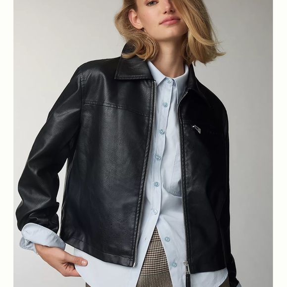 PILCRO by ANTHROPOLOGIE Faux Leather Crop Moto Jacket, NWT, Black, Size XXS - Picture 1 of 6